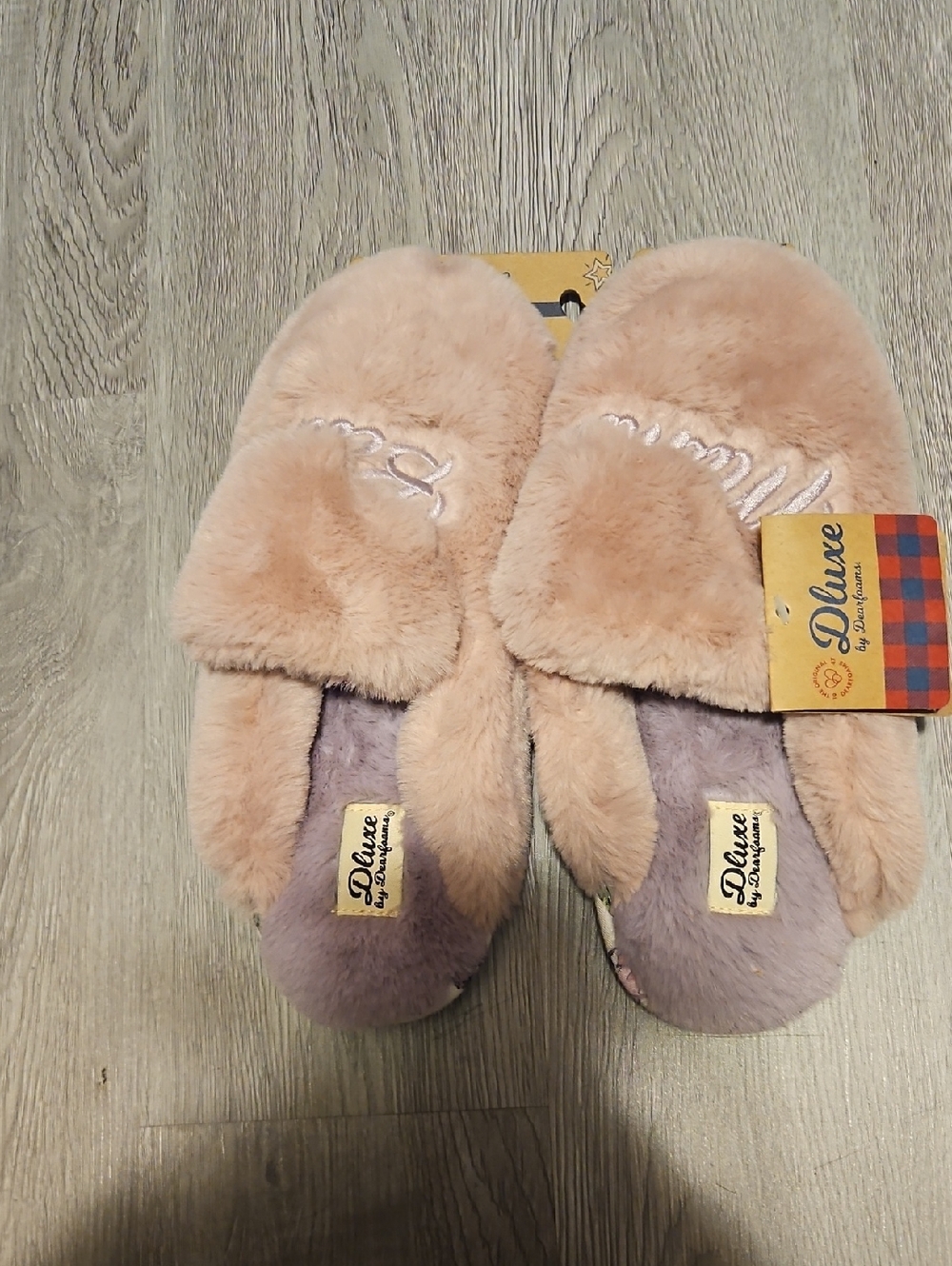 dearfoams Plush Open-Back Slide Slippers - Blush Pink